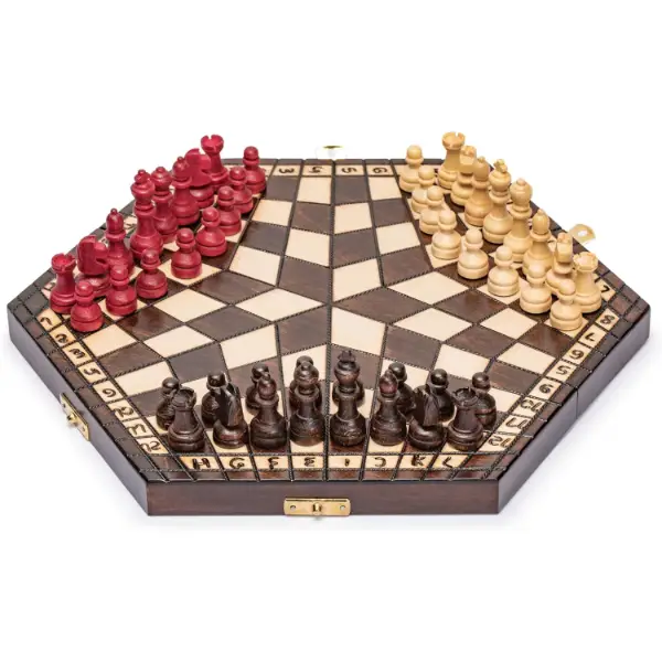 Ajedrez de madera tres jugadores