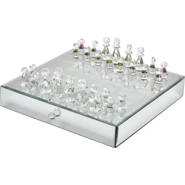 Juego de ajedrez de cristal espejo