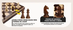 Ajedrez con doble reina y piezas hechas a mano