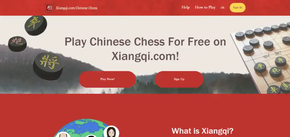 Portada de web para jugar ajedrez chino online