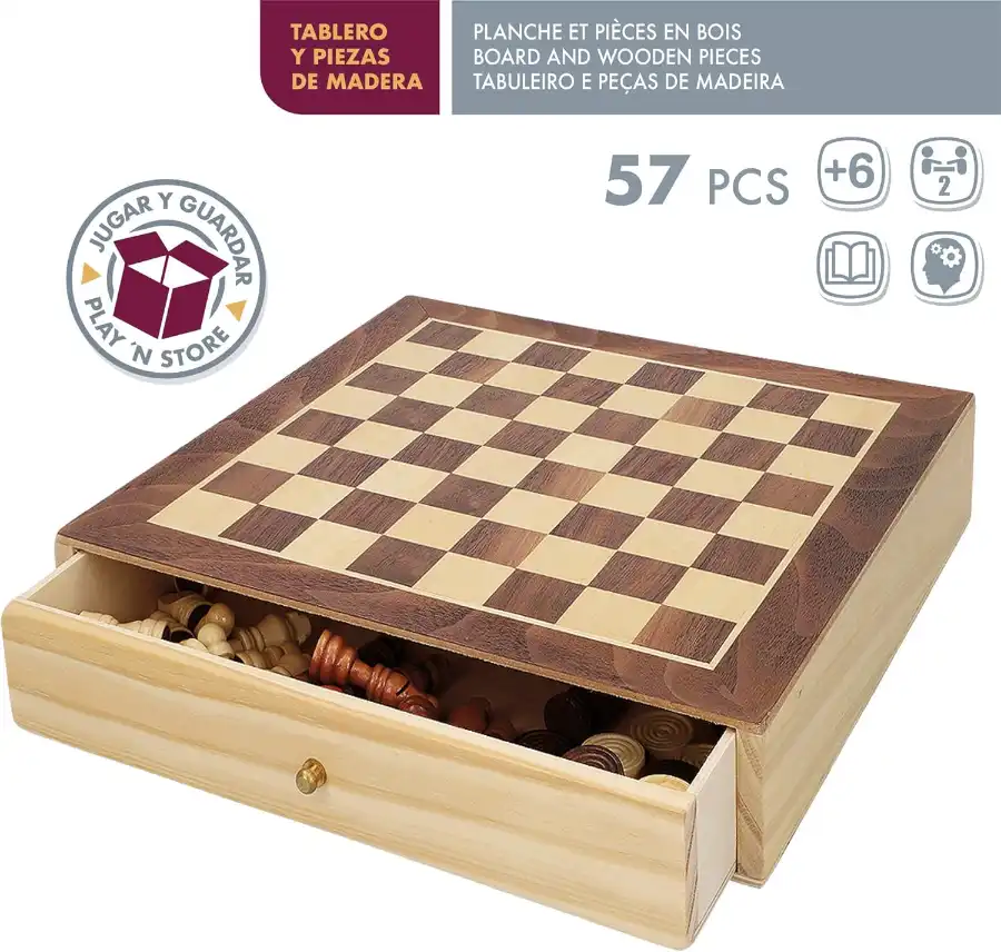 Ajedrez y damas con 57 piezas