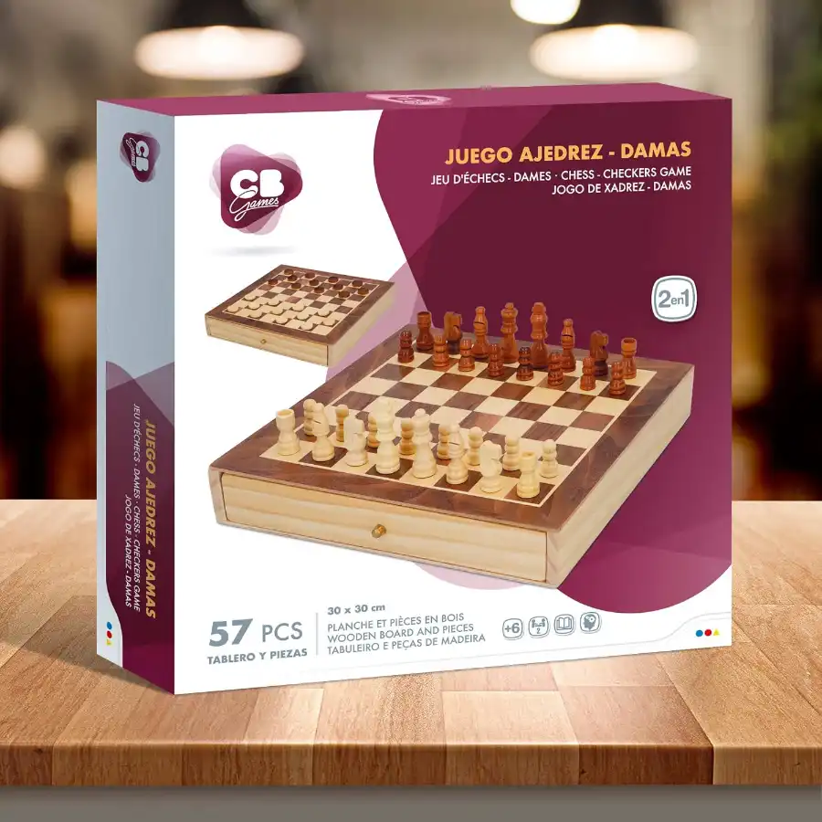 Caja tablero ajedrez y damas