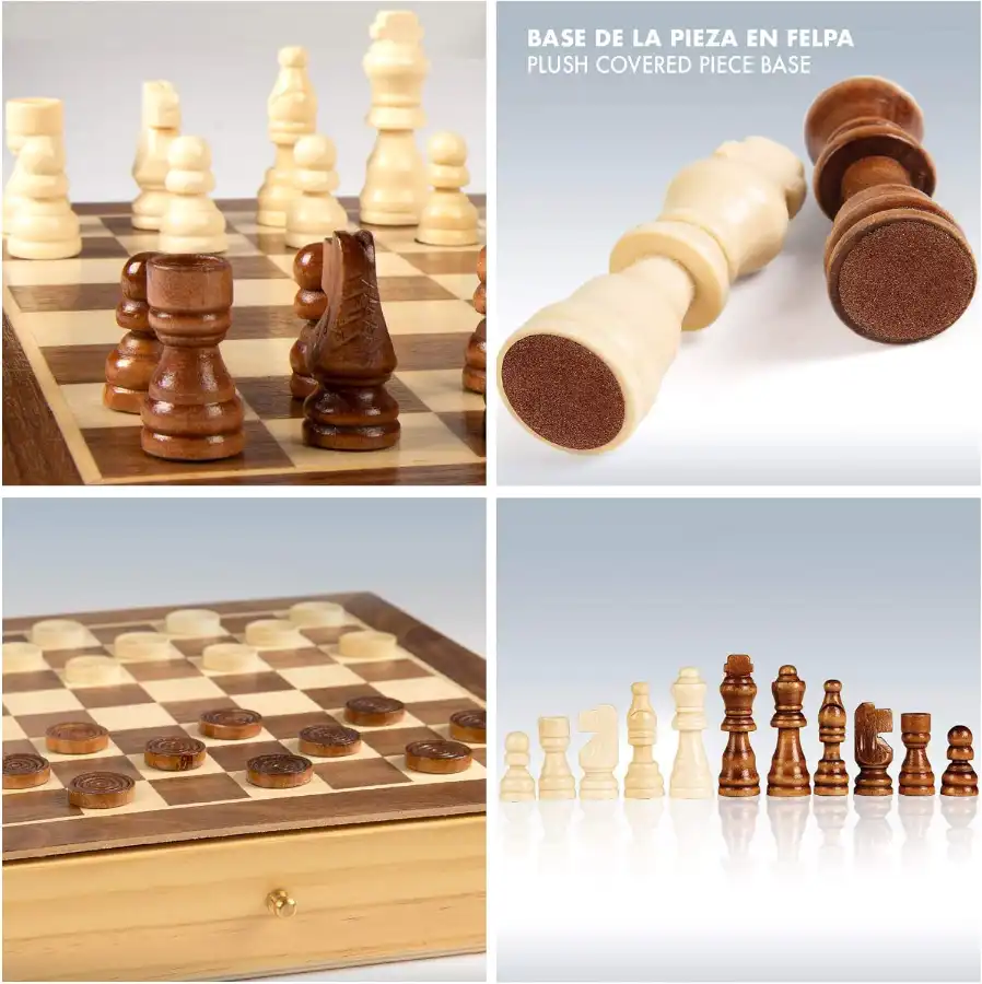 Piezas de ajedrez con base de felpa